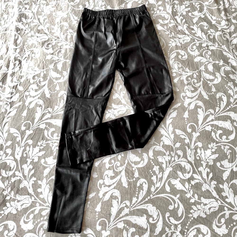 Black Faux Leather Leggings XS